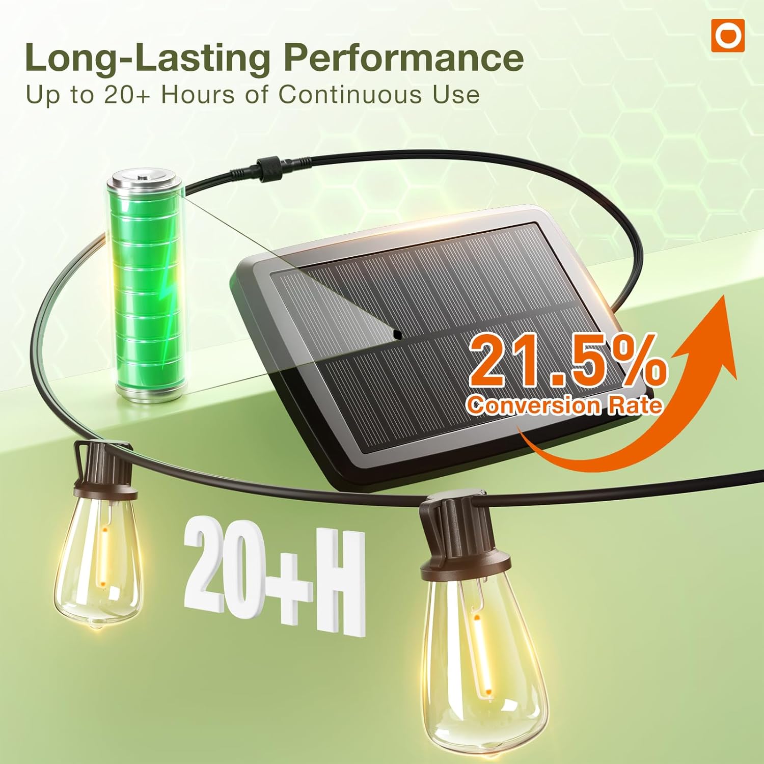 Solar Outdoor String Lights with Remote – 48FT Shatterproof LED Edison Bulbs