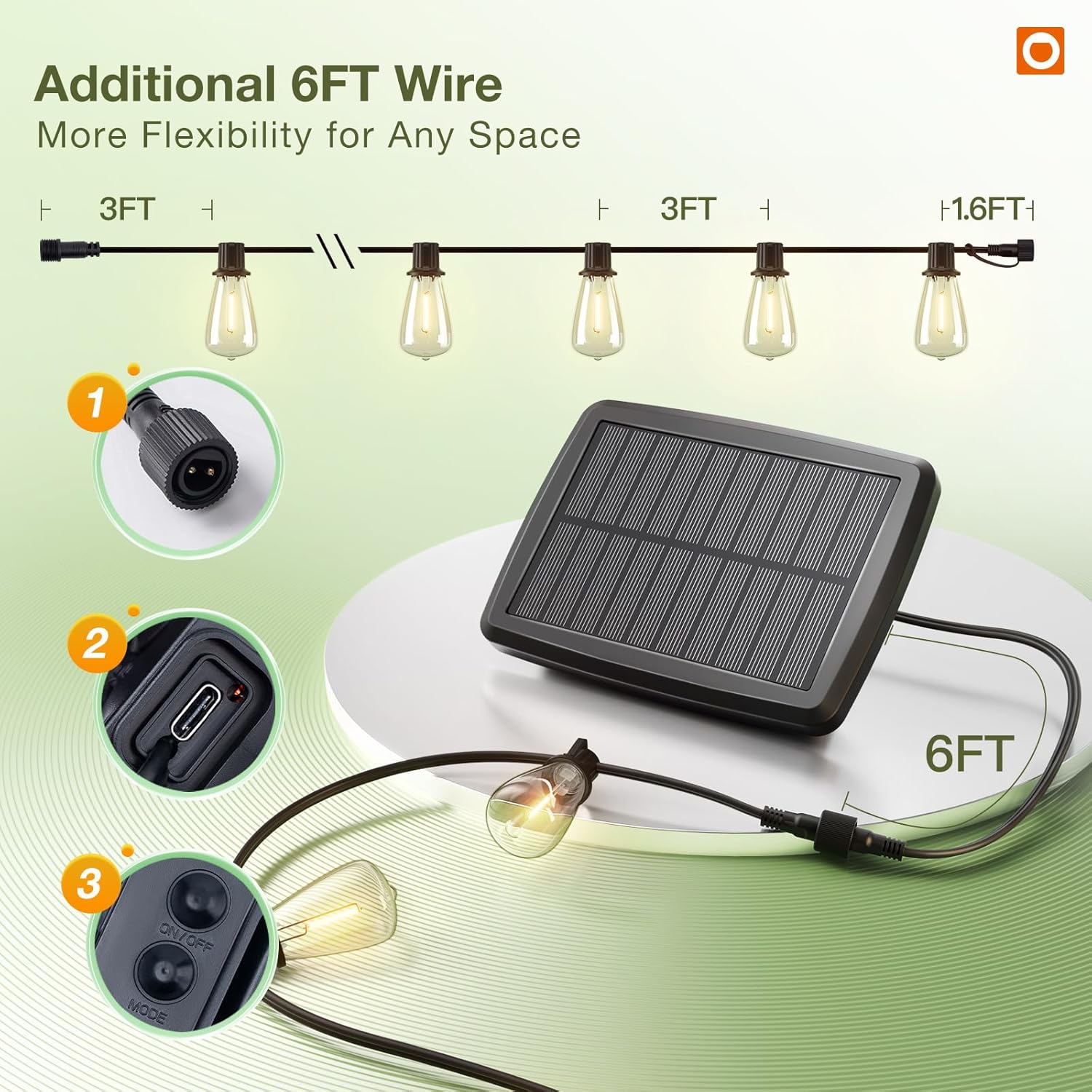 Solar Outdoor String Lights with Remote – 48FT Shatterproof LED Edison Bulbs