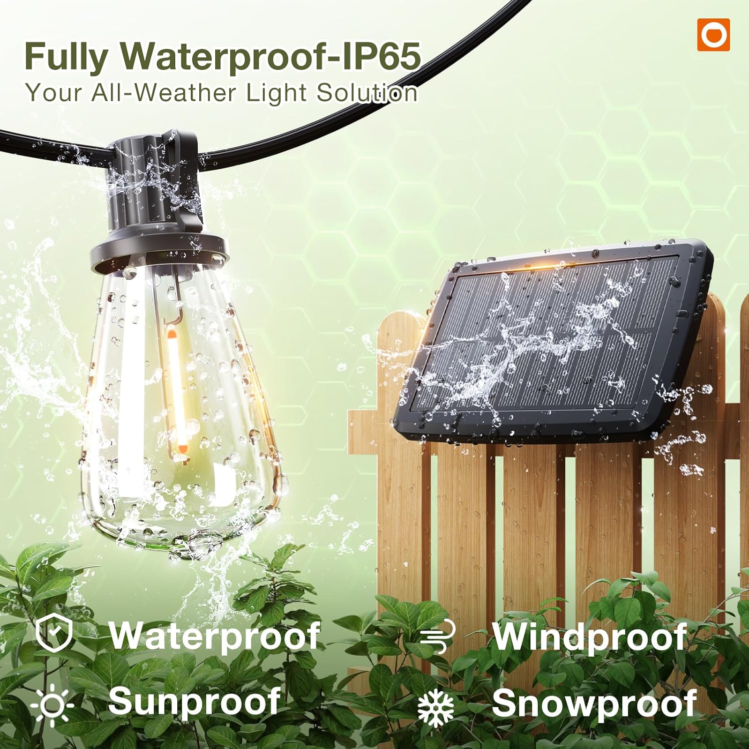 Solar Outdoor String Lights with Remote – 48FT Shatterproof LED Edison Bulbs